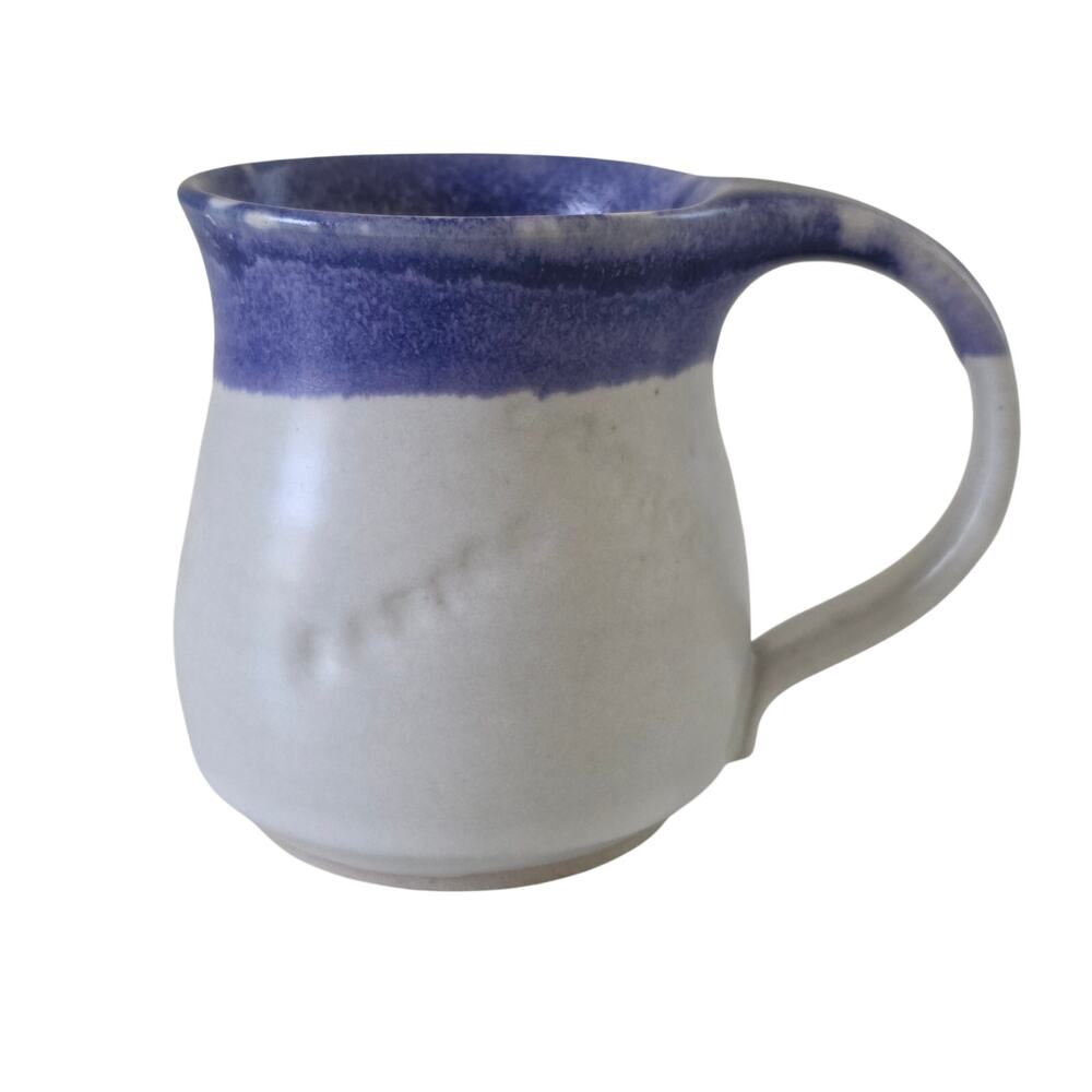 Handmade Susan Pottery Stoneware Coffee Mug Blue White Signed Artisan Ceramic